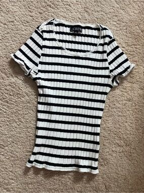 J.Crew Pointelle short sleeve T shirt in stripe (small)